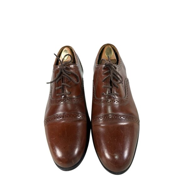 Stacy Adams 80's Vintage Mens Size 10 M Brown Leather Cap Toe Dress Shoes - Picture 2 of 9